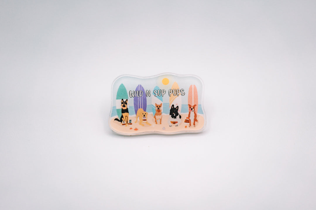Wild n Sup Pups Sticker + Pin