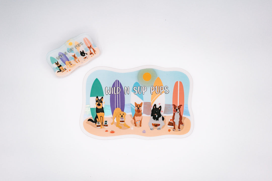 Wild n Sup Pups Sticker + Pin