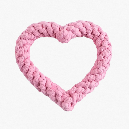Heart Rope Dog Toy - Light Pink