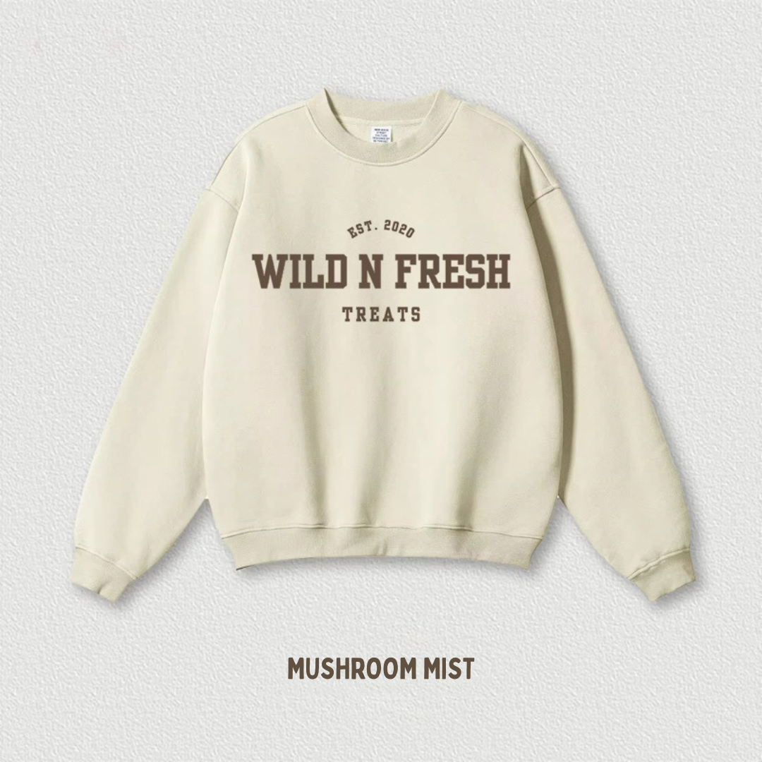 Wild n Fresh Treats Varsity Crewneck - Mushroom Mist [PREORDER]
