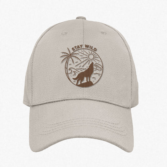 Stay Wild Embroidered Hat - Tan
