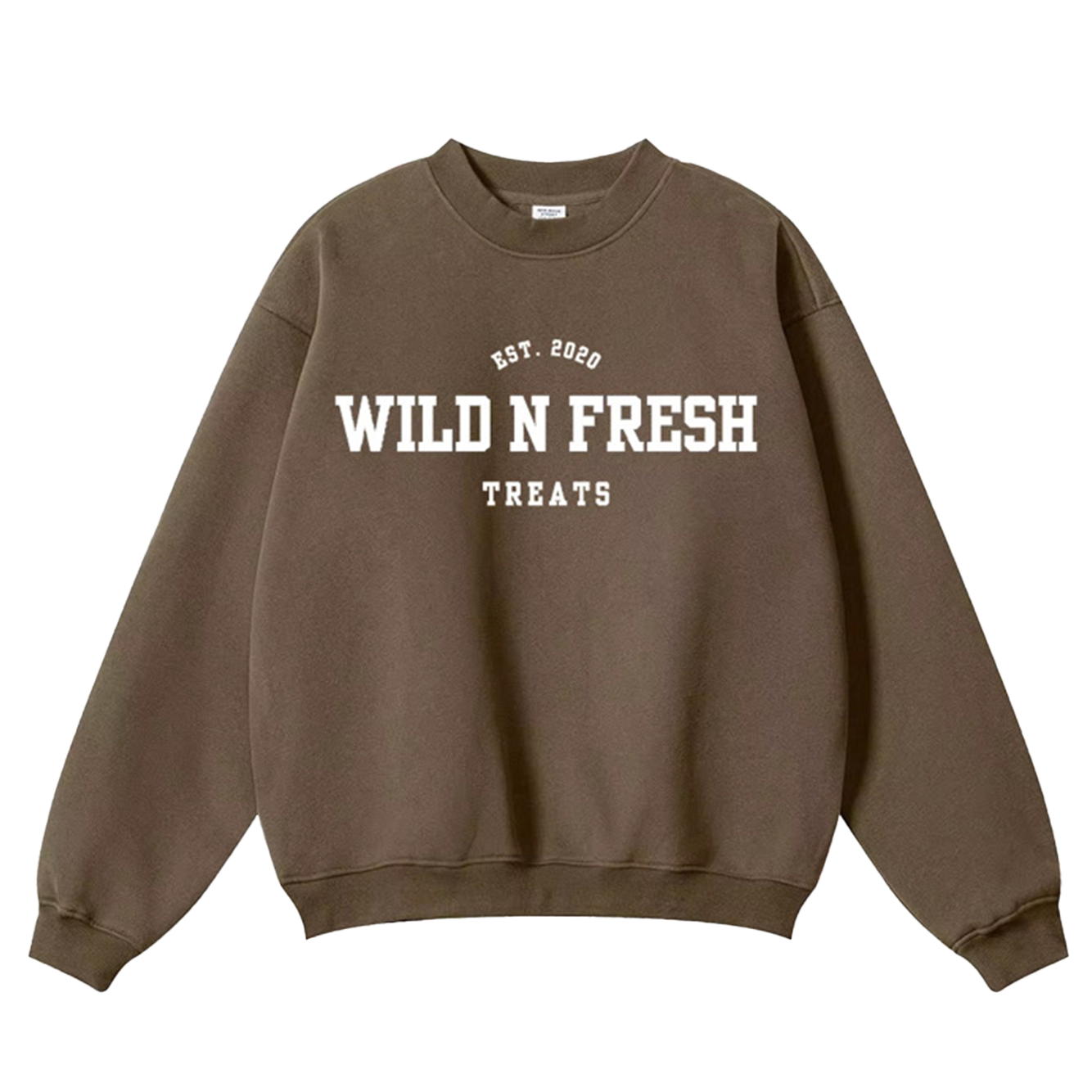 Wild n Fresh Treats Varsity Crewneck - Cocoa Bark [PREORDER]