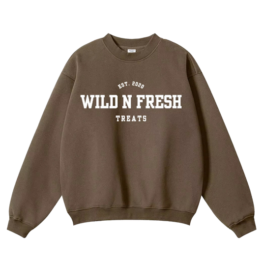 Wild n Fresh Treats Varsity Crewneck - Cocoa Bark [PREORDER]