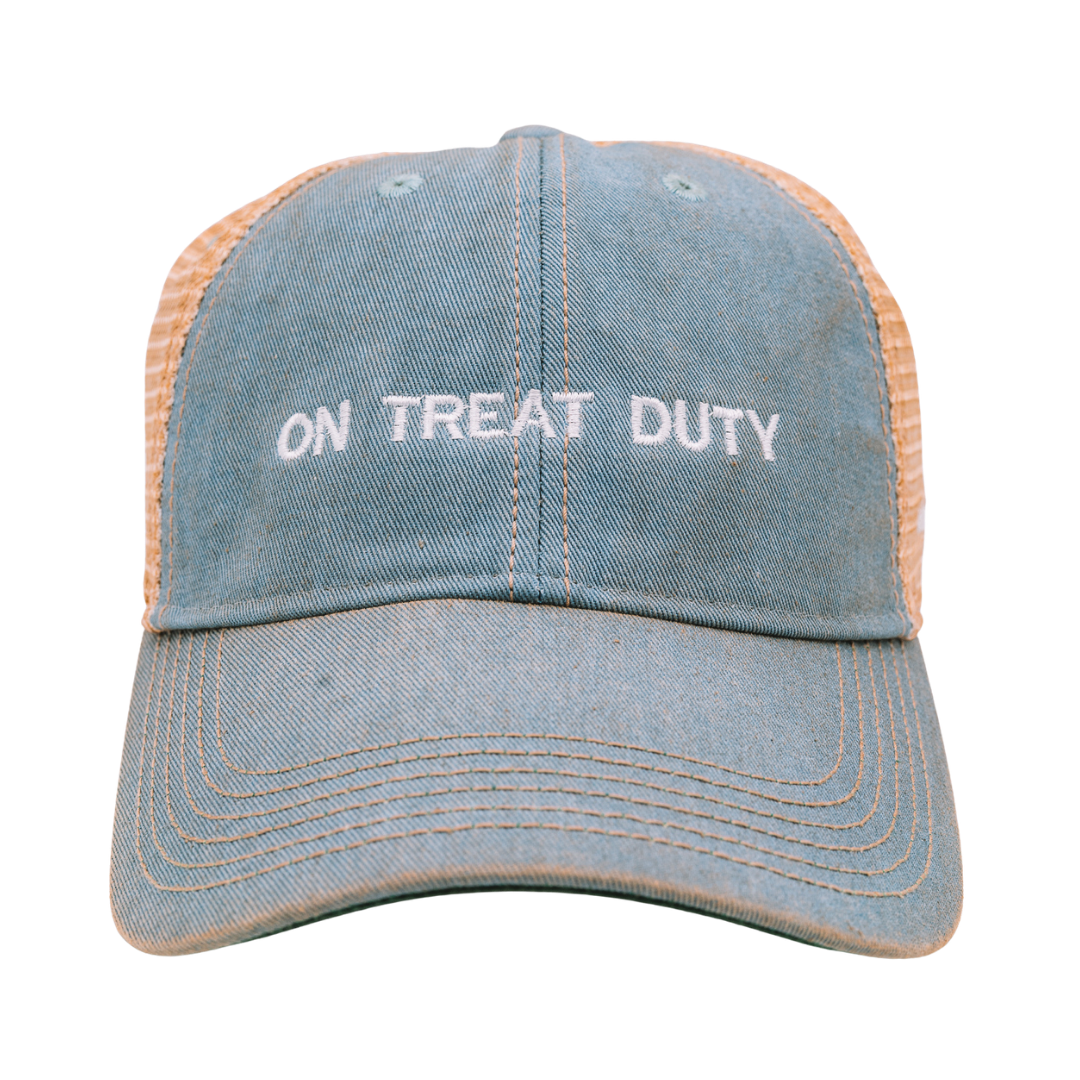 On Treat Duty Trucker Hat — Dusty Blue