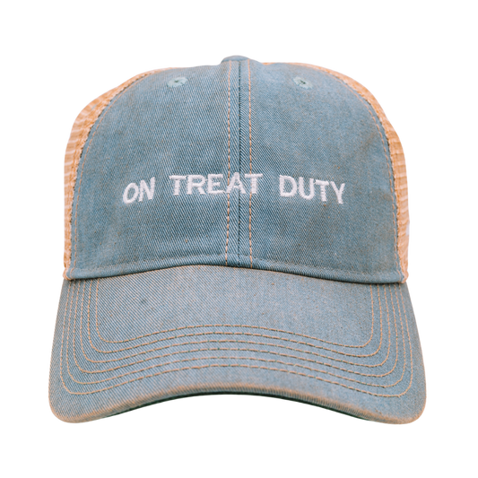 On Treat Duty Trucker Hat — Dusty Blue