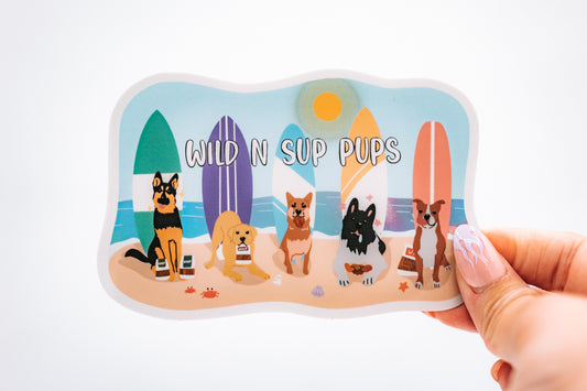 Wild n Sup Pups Sticker + Pin